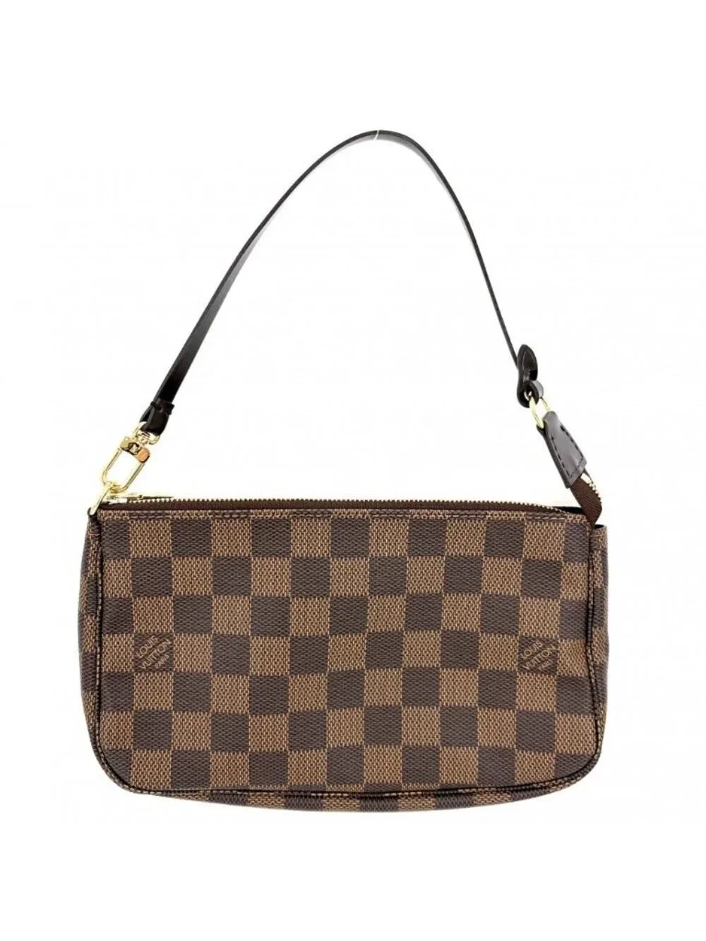 Louis Vuitton Handbag Pochette Pouch Shoulder Crossbody Damier Canvas Brown Gold